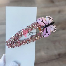 Agrafa pentru par metalica AGF001II - Fluturas cu cristale